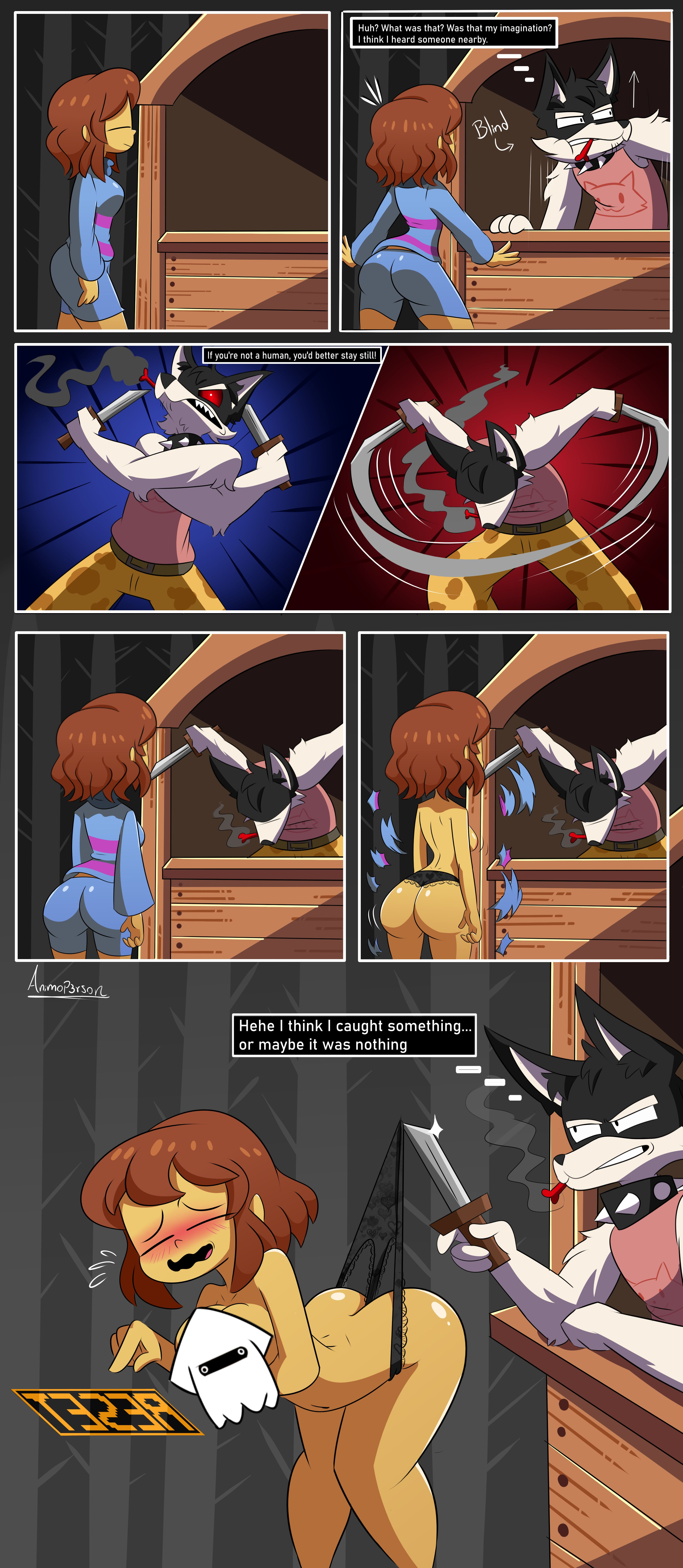 anonimop3rson, bubble butt, doggo (undertale), female frisk, frisk, humiliation, undertale, wedgie