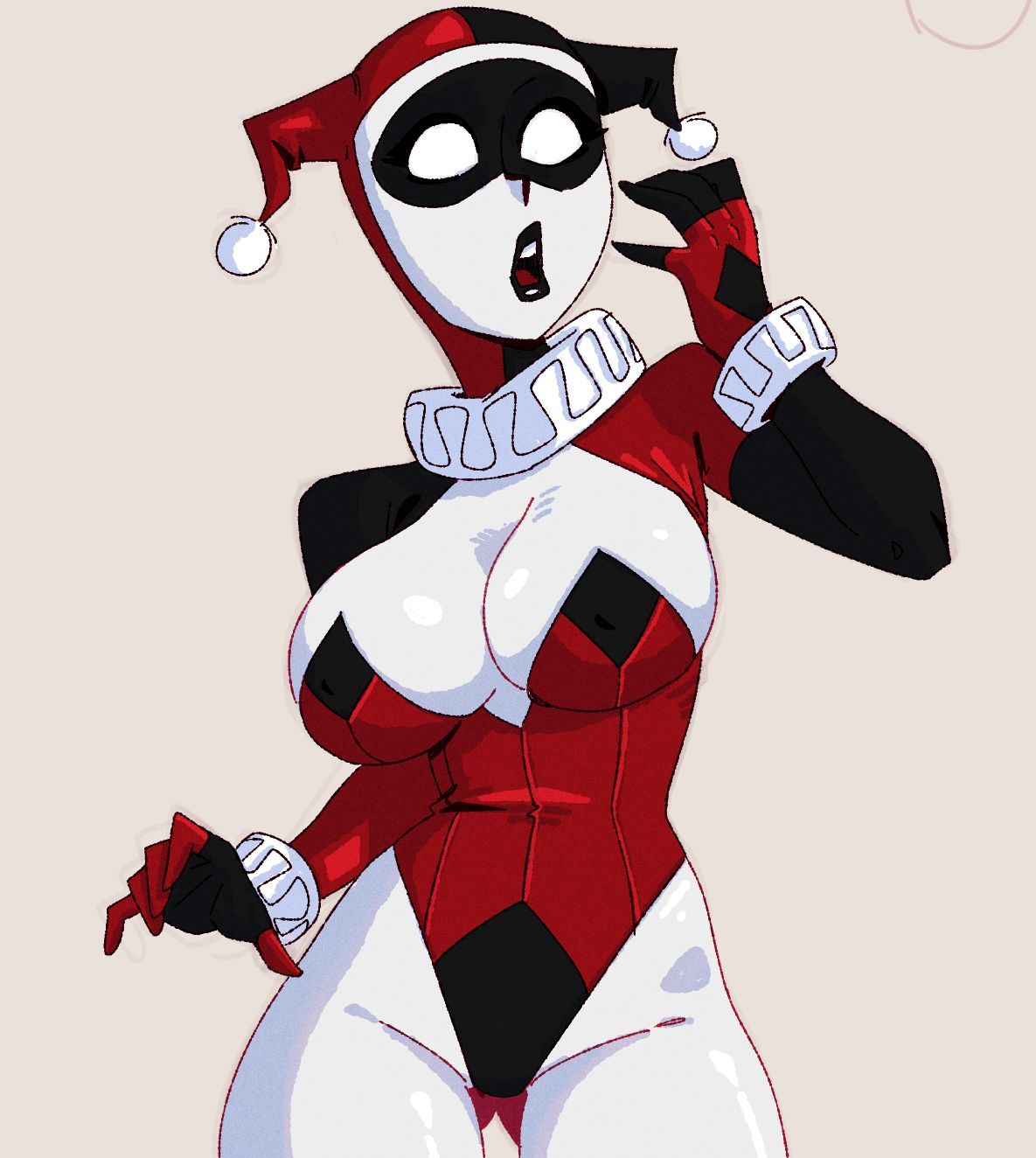 breasts, dc comics, harley quinn, harley quinn (classic), high cut leotard, leotard, tagme, teelokay (artist)