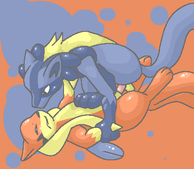 9_6 color female feral floatzel fur insertion interspecies lucario male nude penis pokemon pokemon_(species) sex side_view straight tagme