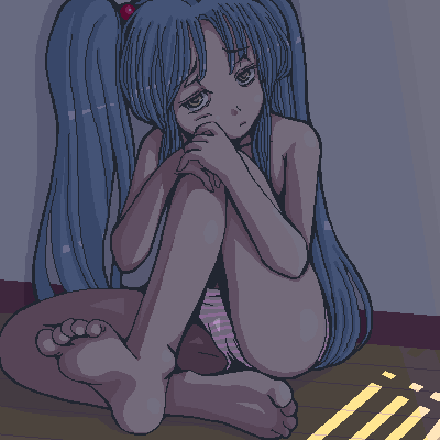 ebi_tendon feet lowres martian_successor_nadesico oekaki panties ruri_hoshino striped striped_panties underwear