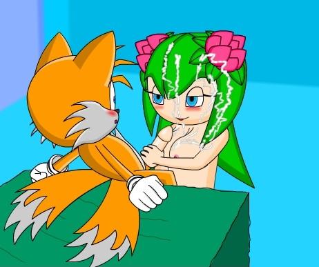 anthro canine cosmo_the_seedrian cum female fox fur handjob interspecies male mammal nude seedrian sitting sonic_(series) sonic_x straight straight_hair tagme tails