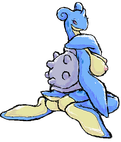 anthro blue_skin breasts color female female_only lapras looking_back mutabouru nipples pokemon shell solo tagme