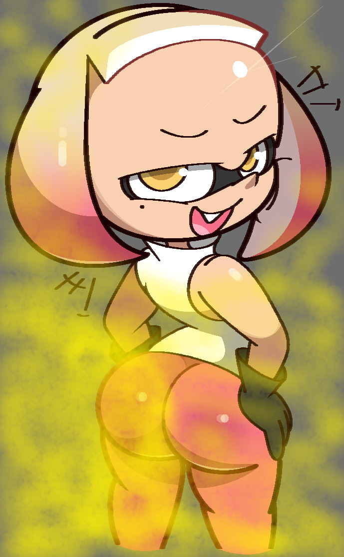 ass bubble_butt edit fart fart_cloud farting leggings looking_at_viewer pearl_(splatoon) splatoon tongue_out vilepluff