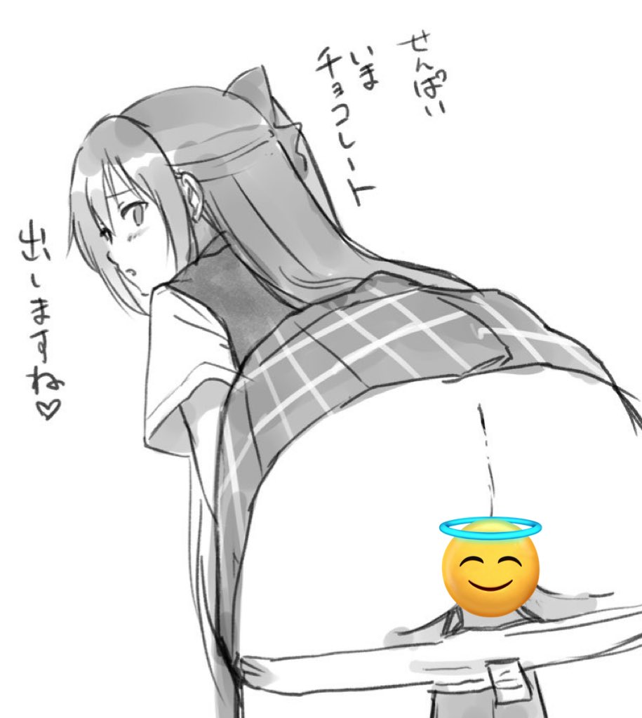 1girls ass ass_focus bent_over blush butt_crack censored emoji emoji_censor hair_ribbon japanese_text long_hair looking_at_viewer looking_back love_live! love_live!_nijigasaki_high_school_idol_club monochrome nijigasaki_academy_school_uniform novelty_censor open_mouth ousaka_shizuku panties panty_pull school_uniform sketch skirt solo tata_(tataice) translated white_panties