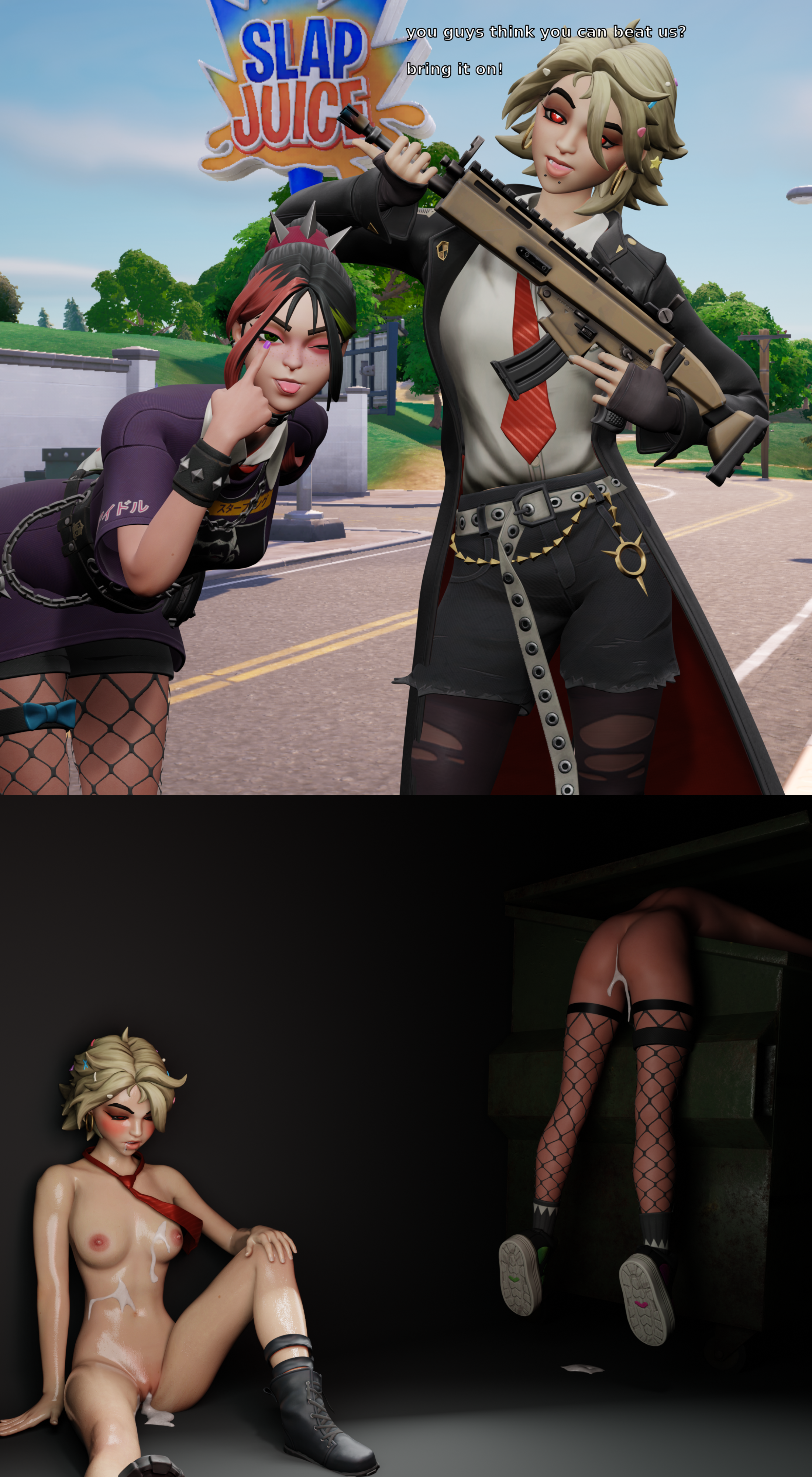 2girls, 3d, ass, before and after, breasts, broken rape victim, cum, cum in ass, cum in pussy, cum inside, cum on body, female, fluids, fortnite, fortnite: battle royale, helsie (fortnite), instant loss 2koma, joni (fortnite), multiple females, multiple girls, pussy, rape, raped, reference, remake, sex, smug, smug face, they got frenzy auto’d lmao