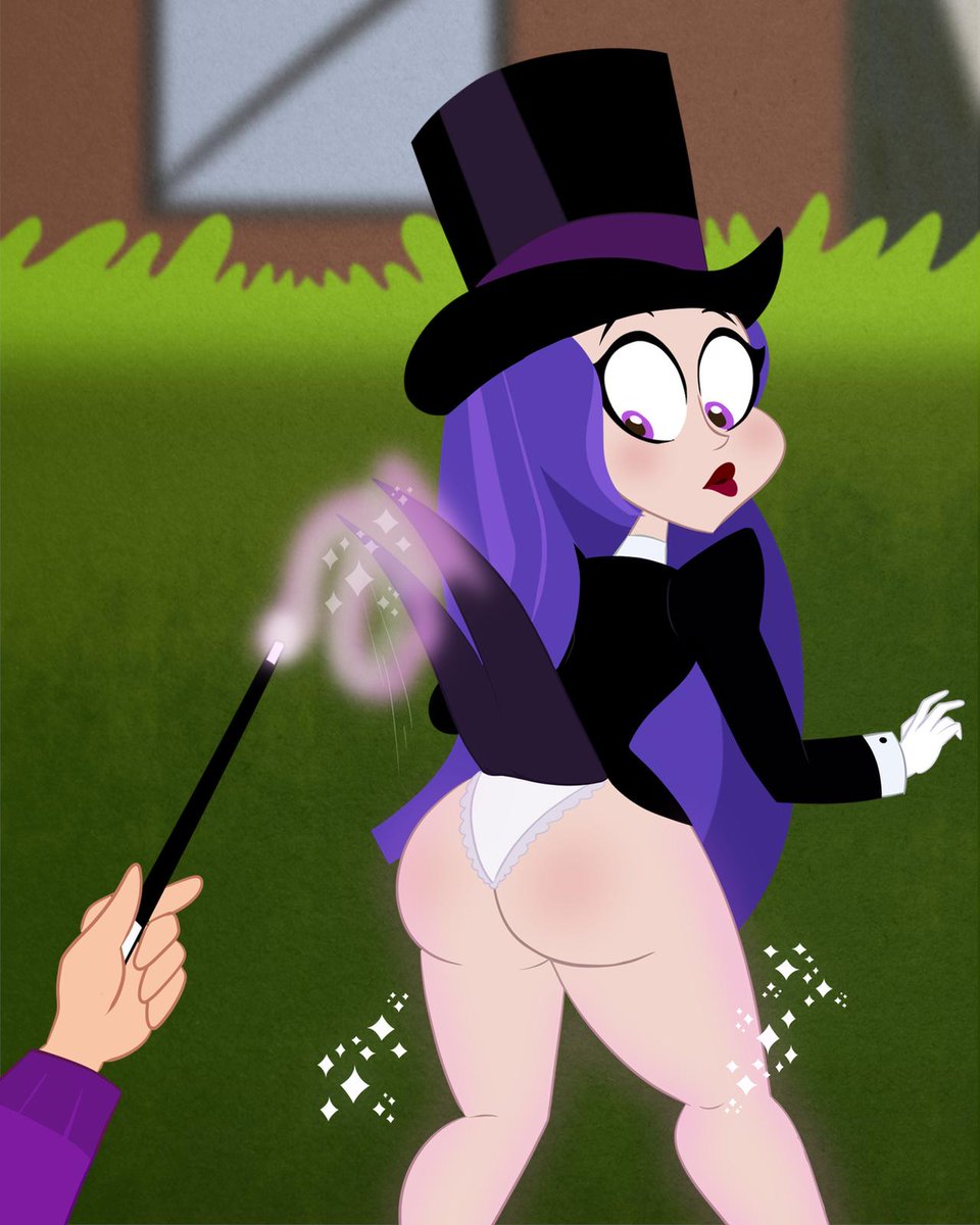 ass, big ass, cartoon network, dc, dc comics, dc super hero girls, female, looking back, magic, magic wand, purple eyes, purple hair, scobionicle99, straight hair, top hat, upskirt, zatanna, zee zatara