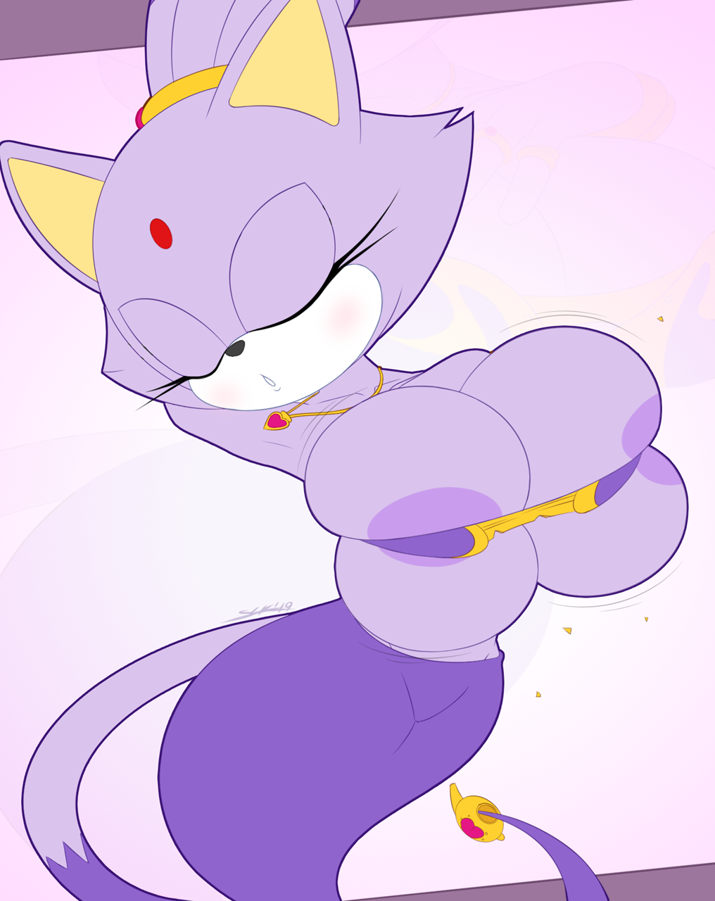 1girls, anthro, areolae, armpits, blaze the cat, breast expansion, breast growth, breast growth (enlargement), breasts, bursting breasts, cleavage, female, genie, huge breasts, sega, slickehedge, solo, solo female, sonic (series), sonic the hedgehog (series)
