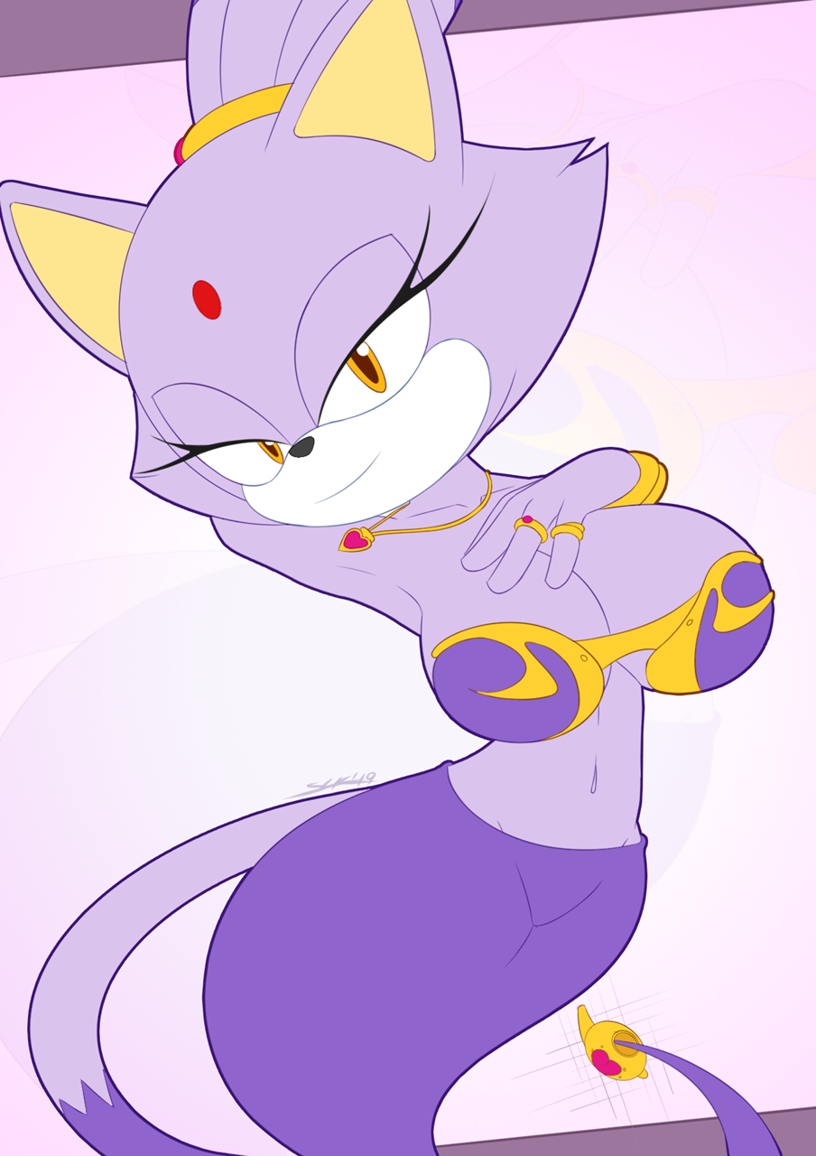 anthro, armpits, blaze the cat, breasts, female, female only, furry, genie, geniefied, sega, slickehedge, sonic (series), sonic the hedgehog (series)
