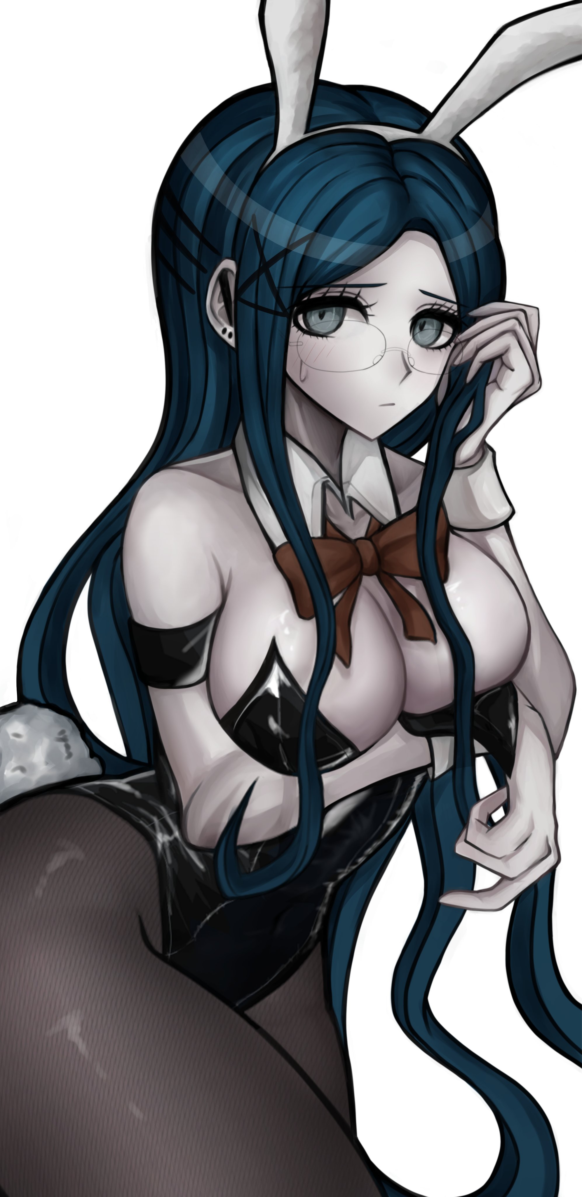 accurate art style, artist request, bunny ears, bunny girl, bunny tail, bunnysuit, danganronpa, danganronpa (series), danganronpa v3, danganronpa v3: killing harmony, large breasts, leotard, pantyhose, rabbit girl, shirogane tsumugi, tagme