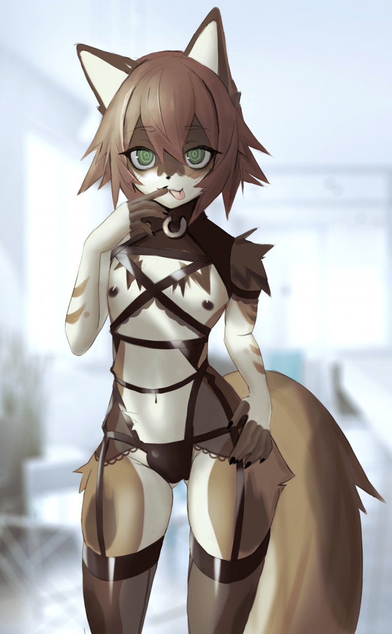 1boy 2020 anthro brown_clothing brown_ears brown_hair brown_harness brown_legwear brown_nipples brown_stockings brown_tail brown_underwear bulge canid canine canis clothed clothing countershading crossdressing digital_media_(artwork) domestic_dog femboy furry furry_male furry_only girly green_eyes hair harness hi_res legwear light lighting male male_only mammal navel nipples photo_background photography_(artwork) portrait rofortyseven rory_(foulsbane) shaded smile solo standing stockings tail tan_body tan_countershading tan_inner_ear three-quarter_portrait tongue tongue_out translucent translucent_clothing translucent_legwear translucent_stockings underwear x_harness