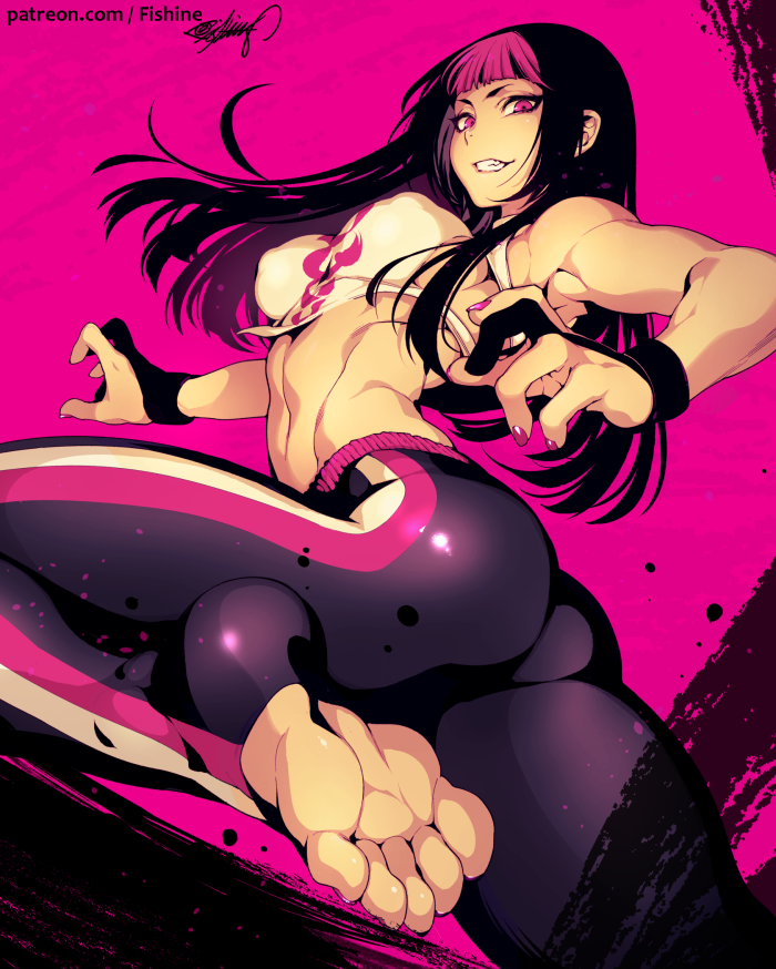 1girls abs alternate_costume ass bare_shoulders belly black_hair clenched_teeth crop_top curvy erect_nipples feet female female_focus female_only fighting_stance fingerless_gloves fingernails fishine human impossible_clothes juri_han leggings legs_up long_hair looking_at_viewer looking_back magenta_eyes magenta_hair martial_arts medium_breasts midriff nail_polish navel nipple_bulge no_shoes pink_hair pink_toenails sideboob sleeveless smile smiling solo sports_bra stomach straight street_fighter street_fighter_iv street_fighter_v tight_clothing toeless_legwear toenail_polish toes toned two_tone_hair yoga_pants