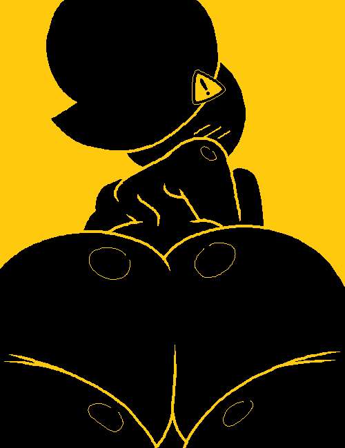 ass, big ass, big butt, black body, facesitting, facesitting pov, female, jjoyplus, ponytail, pov, pov facesitting, thick thighs, viewed from below, warning sign, warning sign person, yellow background