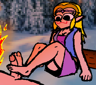 16-bit 1boy 1girls :3 accurate_art_style artstyle_imitation bare_legs barefoot big_eyes blonde_hair cartoony cd-i cleavage clothing elf_ears eyelashes faceless_male faces_of_evil feet feet_on_penis female female_focus foot_fetish footjob legs light-skinned_female light-skinned_male light_skin male male/female mlpfun nintendo penis princess_zelda purple_shirt purple_skirt sitting skirt smile snow the_legend_of_zelda the_legend_of_zelda_(cd-i) wand_of_gamelon youtube youtube_poop ytp zelda_(cd-i)