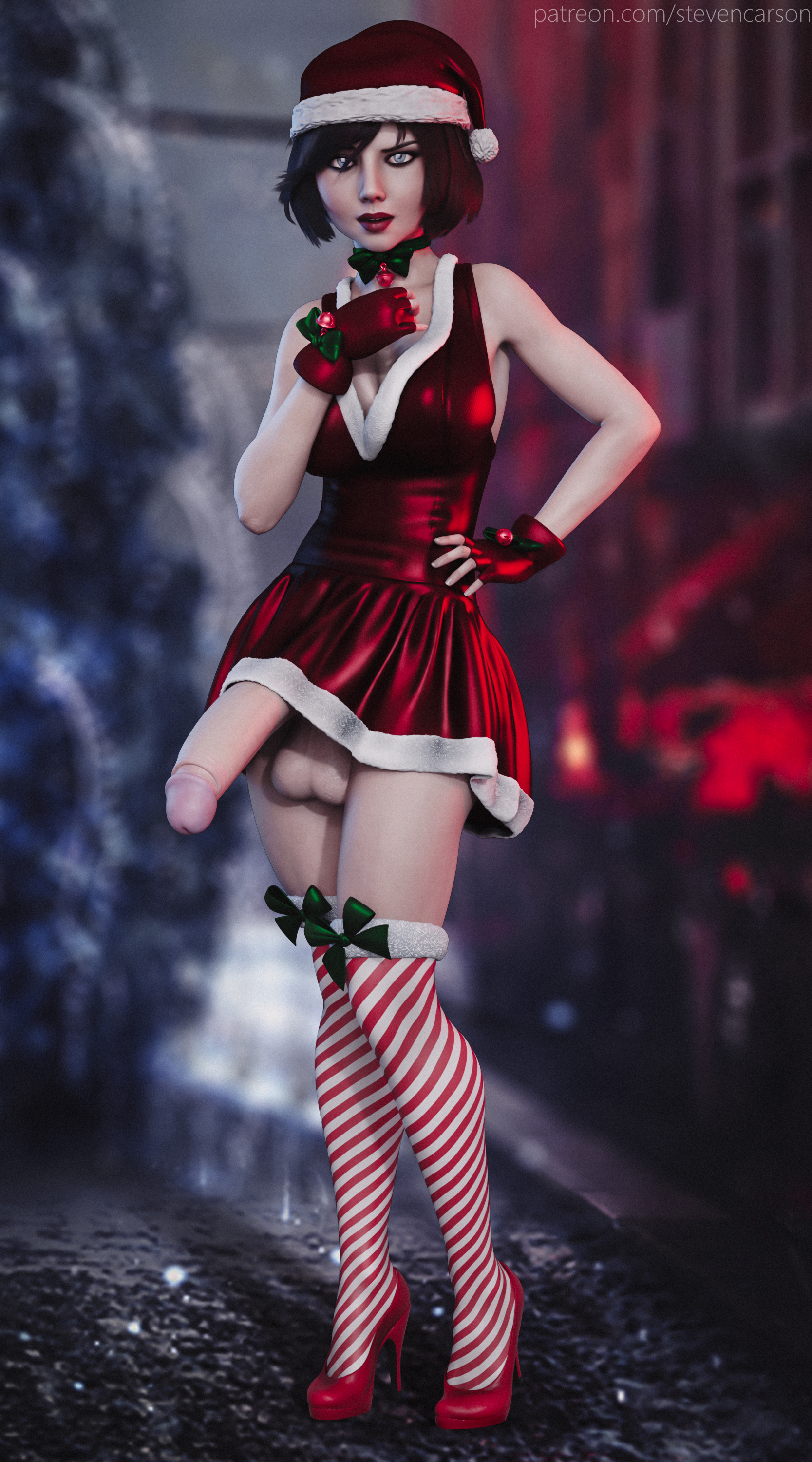 1futa, 3d, balls, balls under clothes, bimbo, bioshock, bioshock infinite, bob cut, bottomless skirt, breasts, christmas, curvy, dress, elizabeth comstock, erection under clothes, erection under skirt, futa only, futanari, half-erect, huge breasts, huge penis, intersex, large balls, no panties, penis, penis out, penis under clothes, penis under dress, penis under skirt, realistic, santa hat, skirt, skirt lift, solo, solo futa, stevencarson, wide hips