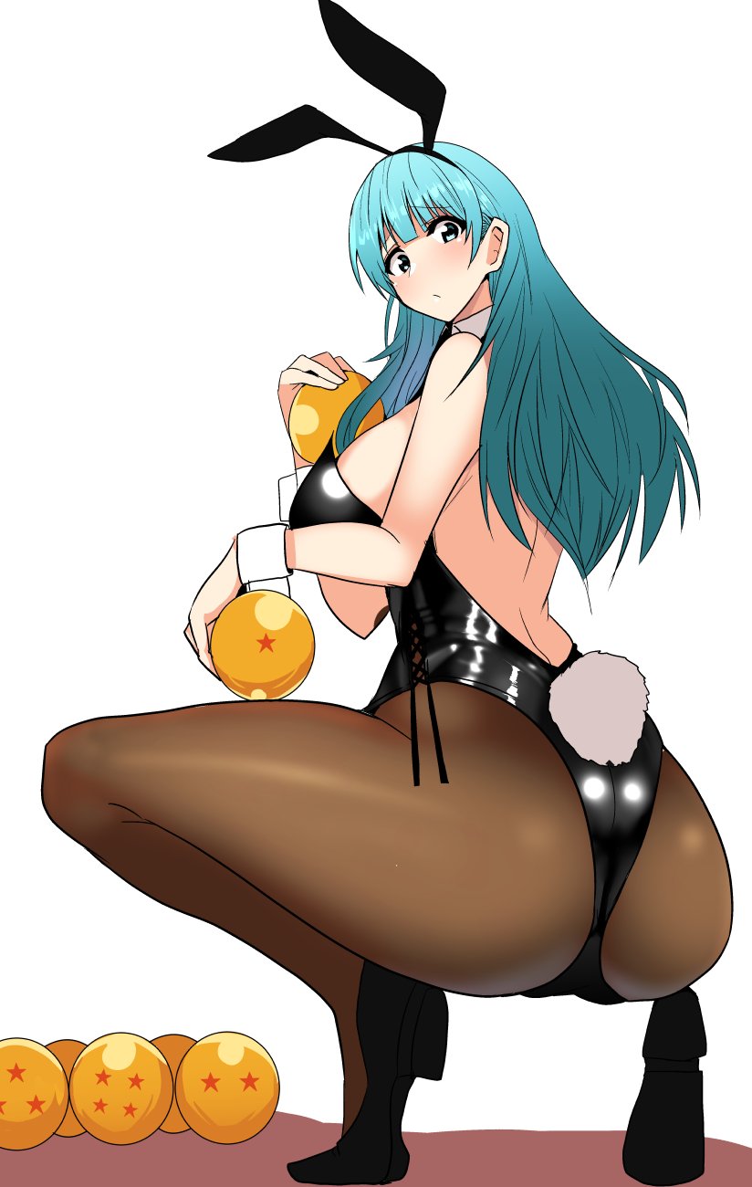 1girls, ass, ass focus, big ass, big breasts, big butt, bimbo, blue eyes, blue hair, breasts, bubble ass, bubble butt, bulma (bunny), bulma briefs, bunny ears, bunny girl, bunny tail, bunnysuit, busty, butt focus, clothed female, dragon ball, dragon ball (classic), dragon ball (object), dragon ball z, female, female only, hihumi123, huge ass, huge breasts, long hair, pantyhose, solo, solo female, solo focus, teenager