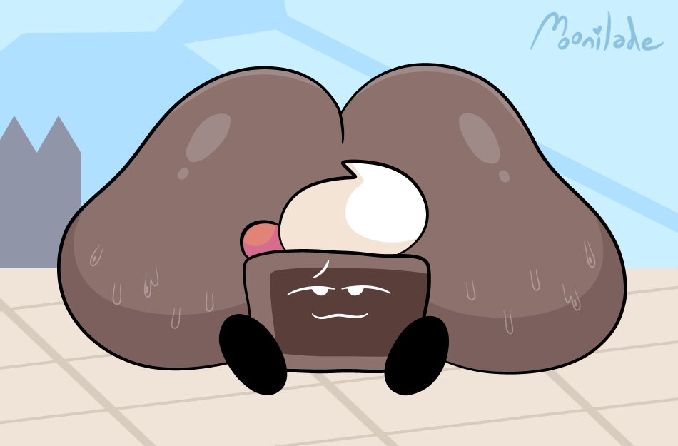 1girls ass battle_for_dream_island big_ass cake_(bfdi) fat_ass horny huge_ass l moonilade object_shows outside rooftop shiny_skin sweat tpot