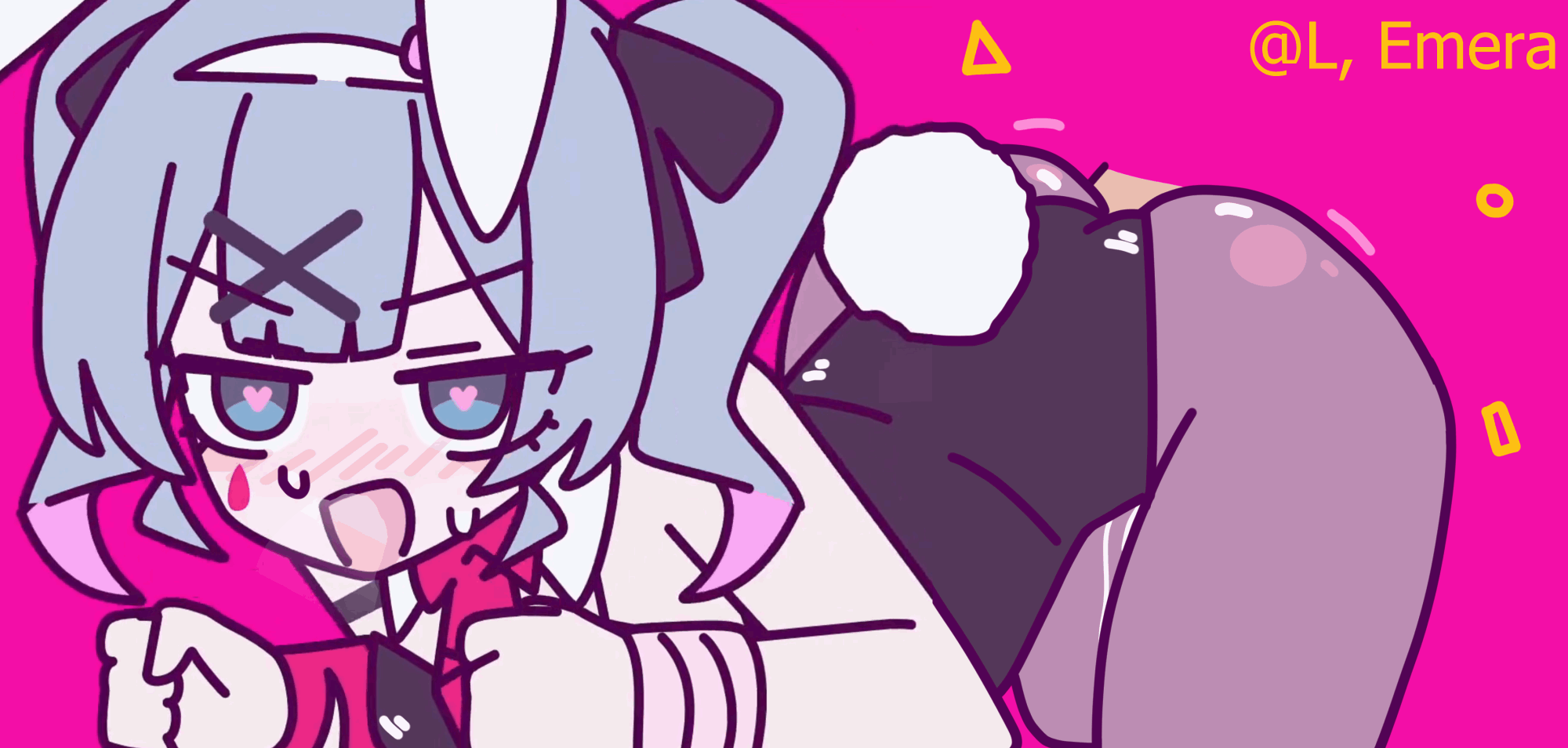 accurate art style, animated, cartoony, doggy style, female, gif, hatsune miku, heart-shaped pupils, marking below eyes, rabbit costume, rabbit hole (deco*27/caststation), rabbit hole (vocaloid), vocaloid