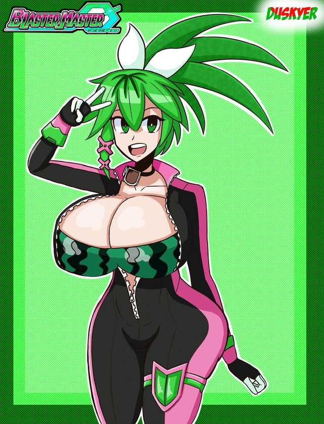 1girls, 5 fingers, ass, big ass, big breasts, big butt, blaster master, blaster master zero, blaster master zero 2, bodysuit, breasts, cleavage, color, duskyer, eyebrows, eyelashes, female, female only, green eyes, green hair, huge ass, huge breasts, huge butt, human, human only, human version, humanized, humanoid, kanna (blaster master), large ass, large breasts, large butt, looking at viewer, open mouth, personification, solo, solo female, teeth, tongue, unzipped bodysuit, v, voluptuous, watermelon bra, white skin, zipper