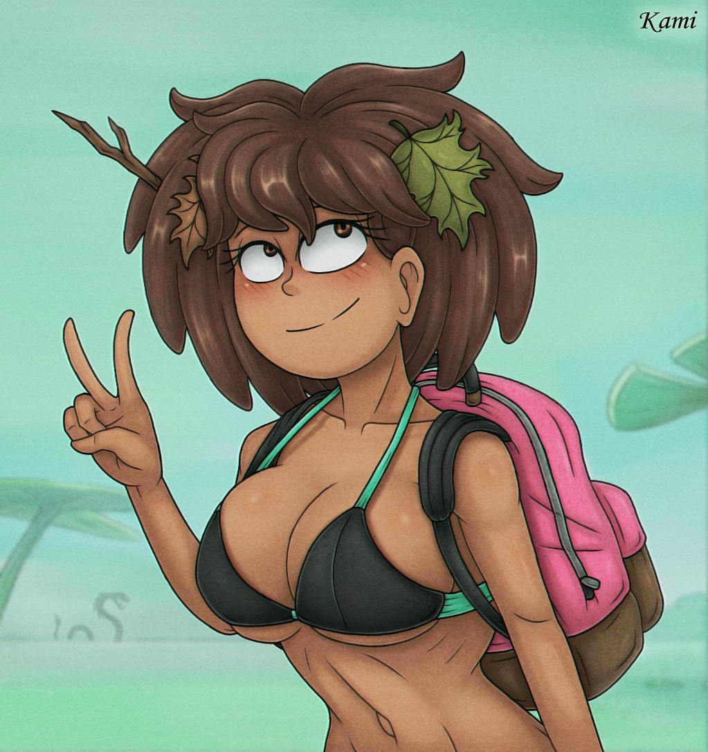 amphibia anne_boonchuy bra breasts female kamikamatayan solo tagme v_sign