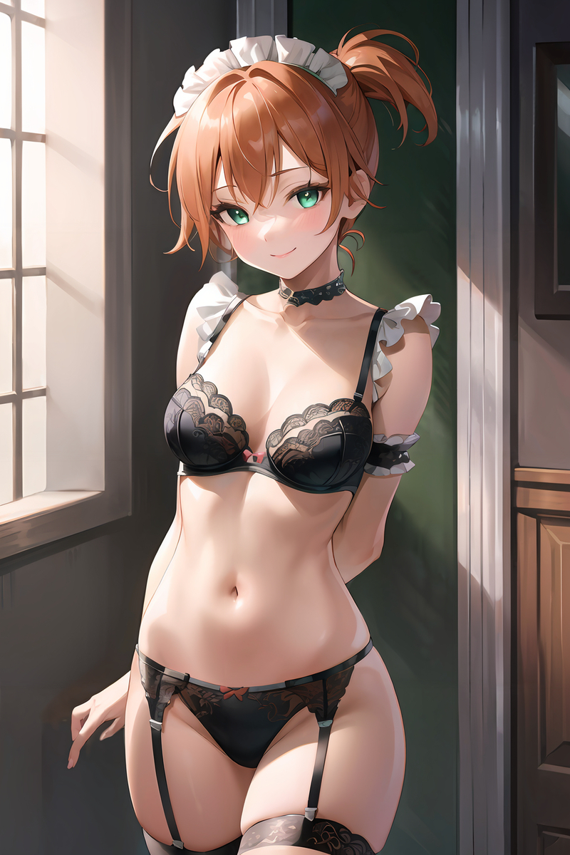 1girls, ai generated, blush, eye contact, female, female only, human, kasumi (pokemon), lingerie, nervous, pokemon, seductive, shy, solo