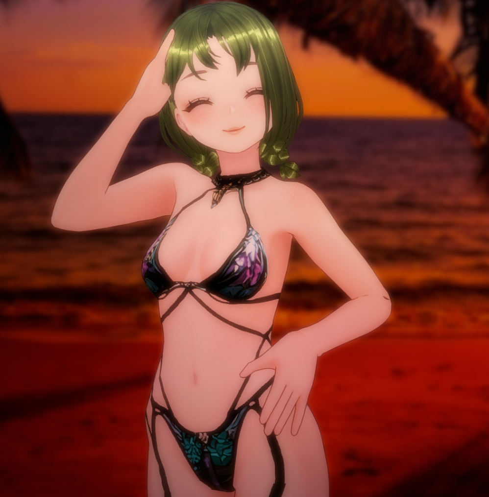 1girls 3d beach black_swimsuit brown_eyes collar colombian ear_piercing earrings female female_focus flat_chest freckles glistening_hair green_hair green_nails hispanic hispanic_virtual_youtuber indie_virtual_youtuber latam_virtual_youtuber light-skinned_female light_skin official_art ryumi ryumivt sand sea short_hair small_breasts solo solo_female solo_focus sunset swimsuit thread twitch twitch.tv two_piece_swimsuit virtual_youtuber vtuber yellow_eyes youtube youtube_hispanic