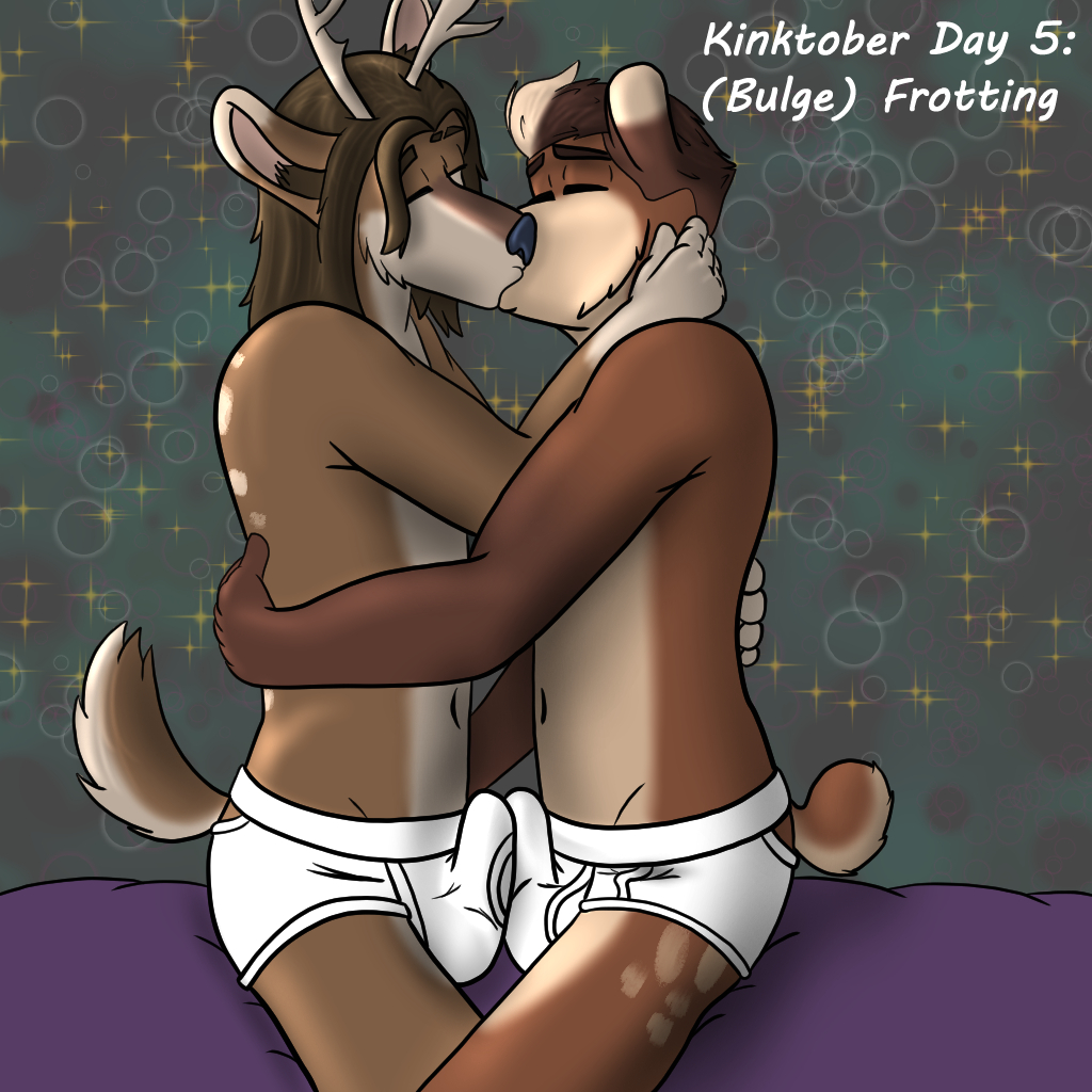 anthro antlers briefs briefs_only brown_body brown_fur brown_hair clothed clothing deer detailed_background duo english_text frottage fur green_background hair horn hug kinktober kissing long_hair male male/male mammal markings monotone_briefs monotone_clothing monotone_underwear navel penile sex simple_background smokeyrooster sparkles spots spotted_markings tan_body tan_fur tenting text tighty_whities topless topless_male underwear underwear_only underwear_sex white_briefs white_clothing white_text white_underwear