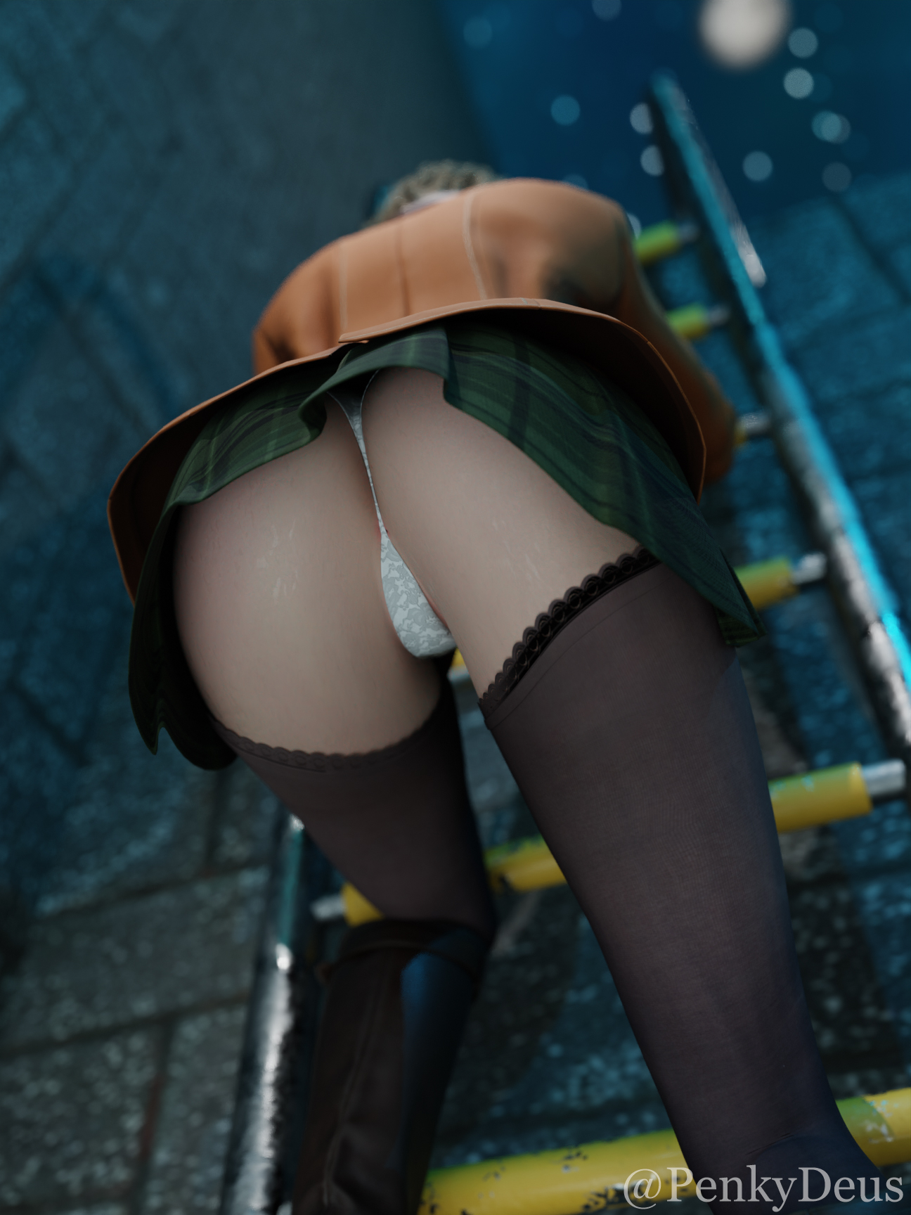 1girls, 3d, ashley graham, ashley graham (ella freya), ass, big ass, blonde hair, boots, bubble ass, bubble butt, female, female focus, female only, human, ladder, light skin, light-skinned female, medium hair, miniskirt, panties, penkydeus, rear view, resident evil, resident evil 4, resident evil 4 remake, shoes, skirt, solo, stockings, straight hair, thighs, thong, upskirt, wide hips