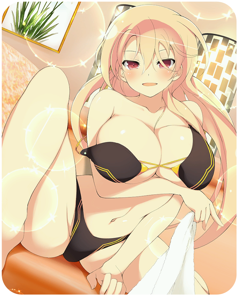 big_breasts bikini bikini_bottom bikini_top blonde_hair red_eyes senran_kagura souji_(senran_kagura) yaegashi_nan