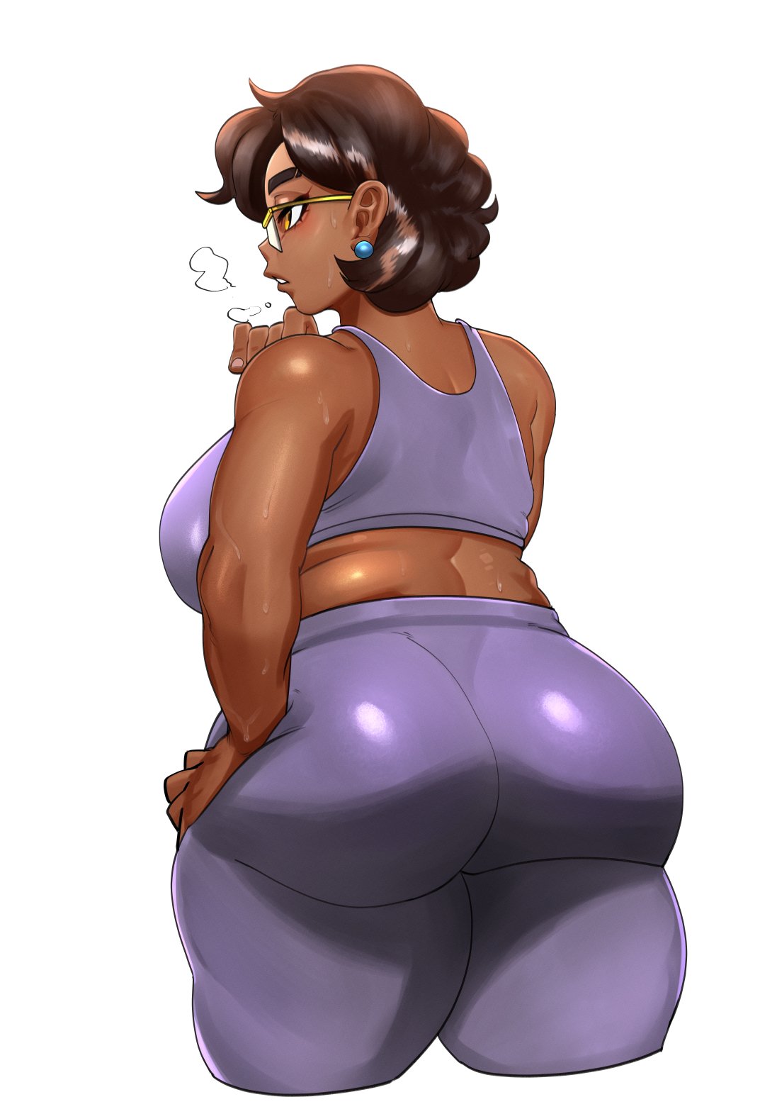 1girls artist_request ass back_view big_ass camila_noceda dark-skinned_female dark_skin disney disney_channel female glasses hoisha huge_ass latina mature_female milf milfs mother older_female_younger_male solo sons_frmilfiend sweat sweatpants the_owl_house