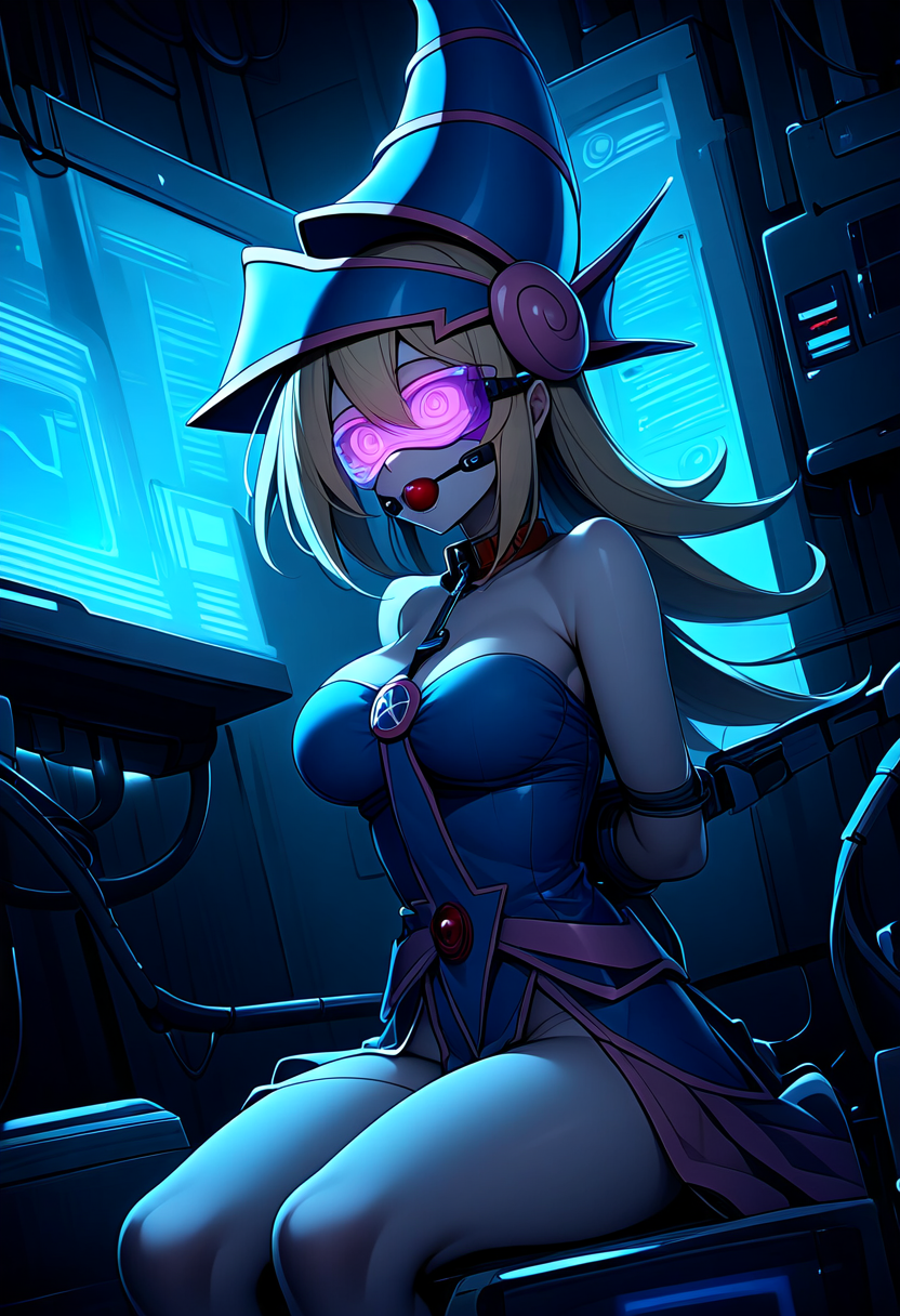 ai_generated artist_request ball_gag blonde_hair bondage dark_magician_girl female female_only femsub gag hypnosis long_hair mind_control solo visor yu-gi-oh!