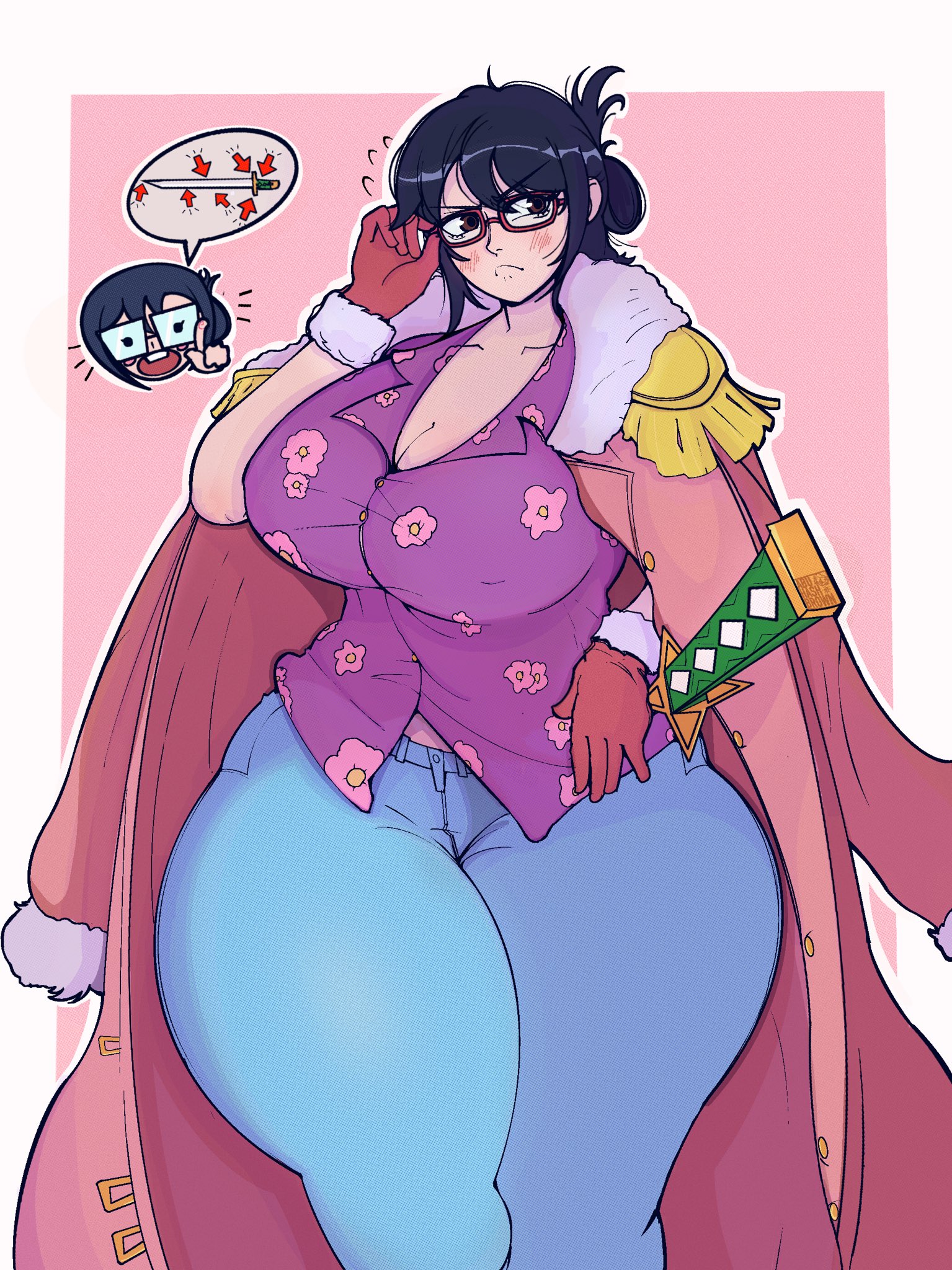 abuhashbrown, big breasts, chubby, chubby female, female, female only, glasses, nerd, nerdy female, one piece, tashigi