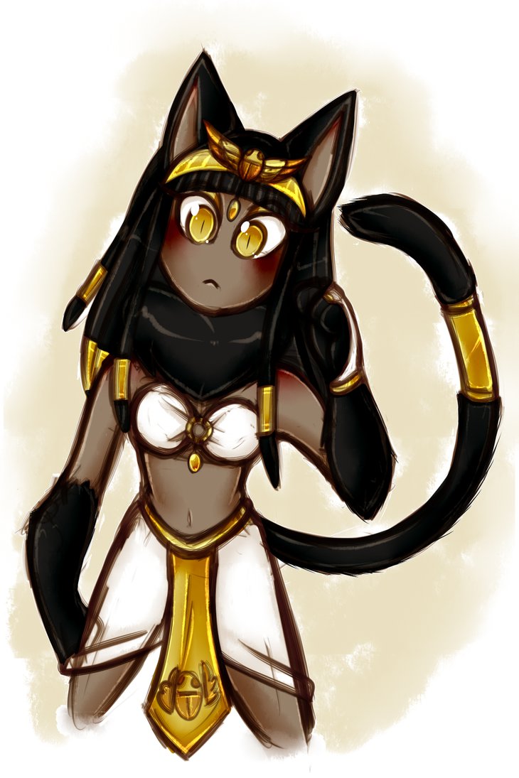 1girls anthro anthrofied bastet black_hair brown_fur cat cat_ears cat_tail catgirl egyptian egyptian_clothes egyptian_mythology feline female female_only furry furry_only simple_background yellow_eyes