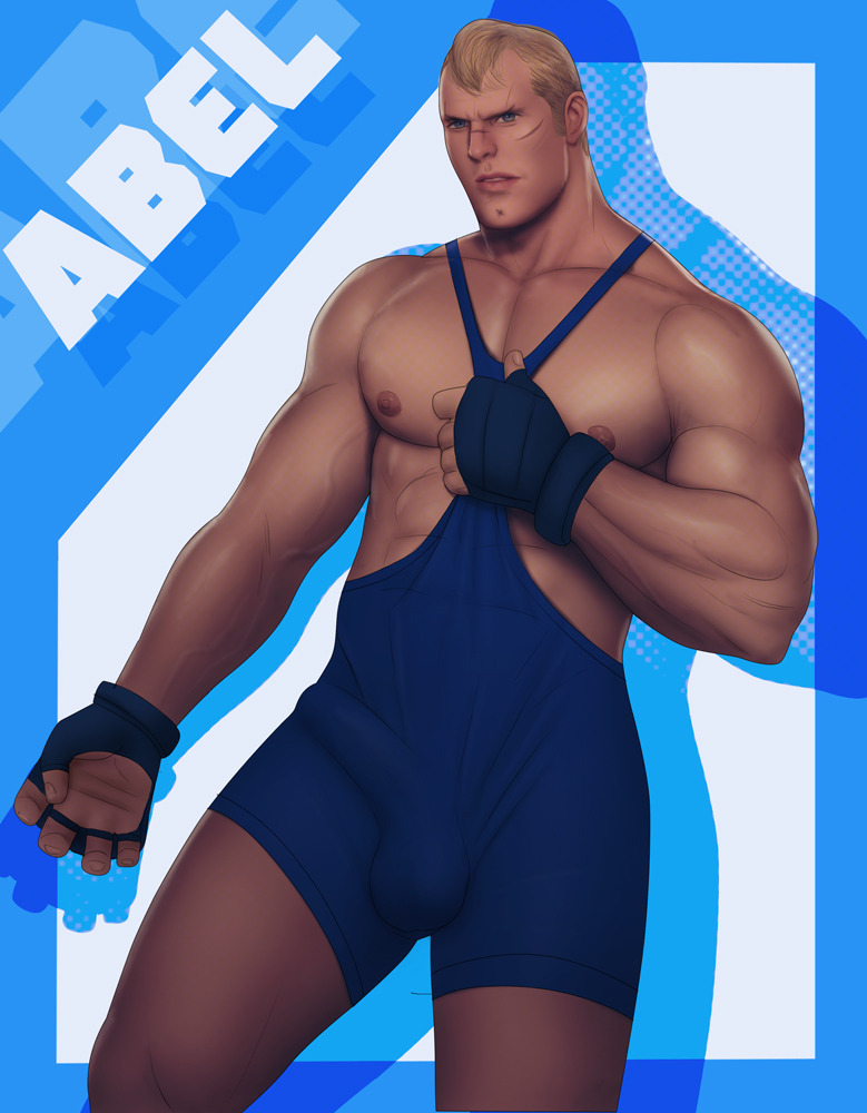 abel blonde_hair capcom drawnpr0n fully_clothed male male_only muscular penis_under_clothes scar street_fighter video_games