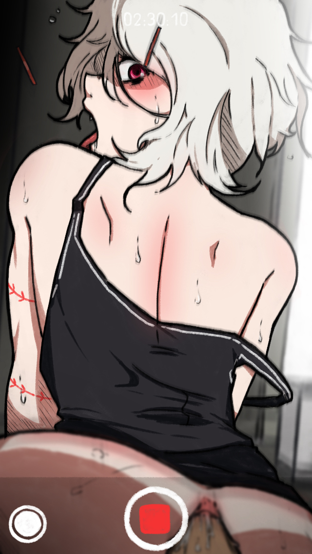 2boys anal blush femboy juuzou_suzuya male_focus mark_gavatino recording red_eyes tokyo_ghoul tongue_out white_hair_femboy yaoi