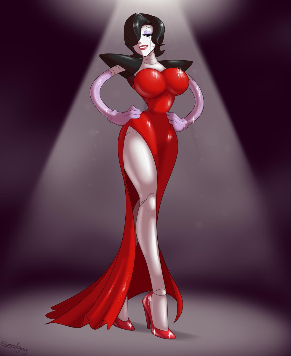 1girls big_breasts bimbo cosplay disney eyeshadow female high_heels jessica_rabbit_(cosplay) lipstick long_legs makeup mettaton mettaton_ex red_dress red_high_heels robot rule_63 sealguy solo thick_thighs thighs undertale who_framed_roger_rabbit