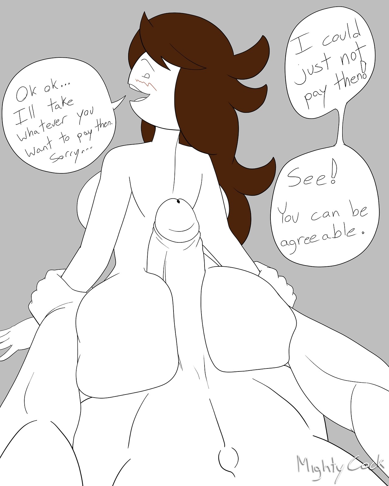 1boy, 1girls, ass, ass focus, assjob, big ass, big butt, bimbo, blush, breasts, bubble ass, bubble butt, butt focus, buttjob, english text, female, huge ass, huge breasts, huge cock, jaiden, jaiden animations, male, measuring penetration depth, mightycock, mob face, penis, thick ass, unseen male face, youtube, youtuber