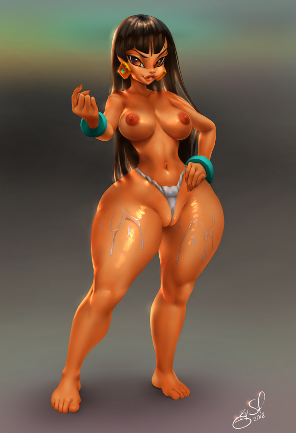 1girls abs between_labia bottom_heavy breasts chel dark-skinned_female dark_skin dreamworks earrings feet female female_only huge_ass human human_only innie_pussy pussy pussy_floss sif_(artist) solo text the_road_to_el_dorado thick_thighs thin_waist toes topless watermark wide_hips