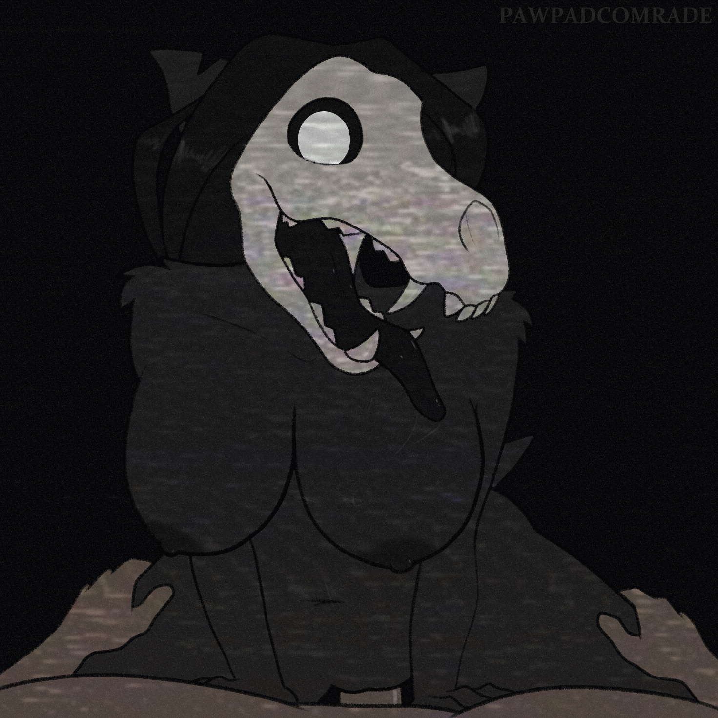 2022, animated, black background, black body, black fur, black hair, breasts, cowgirl position, female, female focus, furry, long hair, mal0, male, malo, nipples, pawpadcomrade, penis, pussy, riding penis, scp containment breach, scp foundation, scp-1471, scp-1471-a, skull, skull head, straight, thick thighs, thighs, tongue, tongue out, vaginal penetration, vaginal sex, white eyes