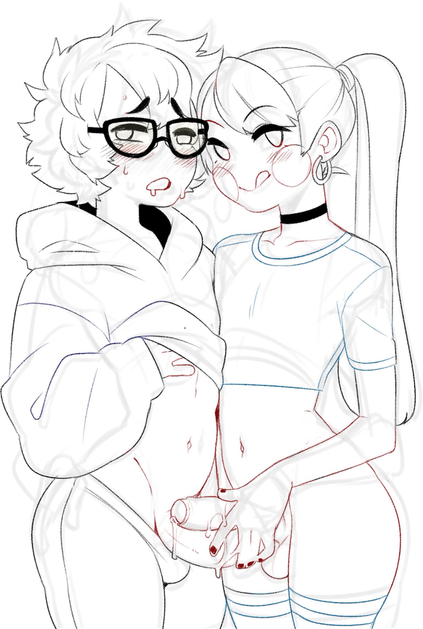 2boys, androgynous, bimbo, bottomless, character request, femboy, femboy only, girly, hoop earrings, male, original, original character, original characters, penis, precum, siiiiiinchan, trap, trap on trap, yaoi