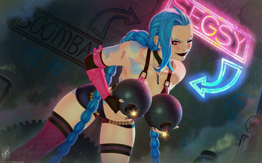 1girls clothed female female_only jinx_(league_of_legends) league_of_legends solo themaestronoob