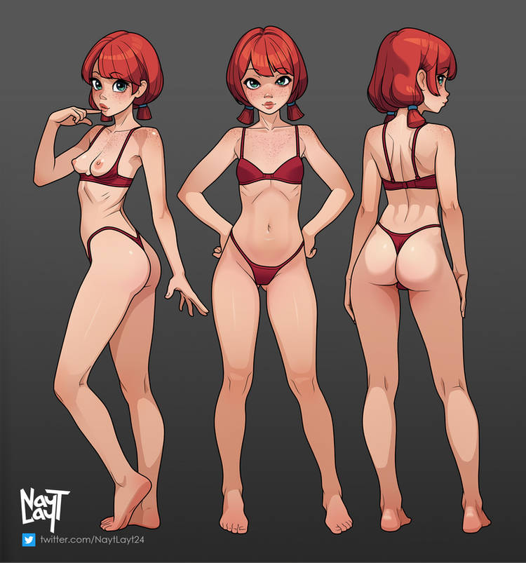 1girls blue_eyes blush bra bra_down breasts clothing female fit fit_female innocent matching_underwear may_(naytlayt) naytlayt nipples original panties red_bra red_hair red_panties short_hair smile spread_legs