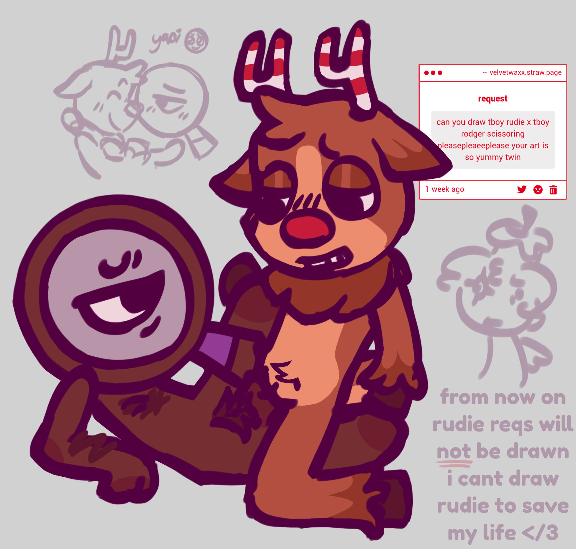 body hair, cuntboy, cuntboy only, cuntboy/cuntboy, dandy's world, intersex, pubic hair, rodger (dandy's world), rudie (dandy's world), scissoring, tribadism, velvetwaxx
