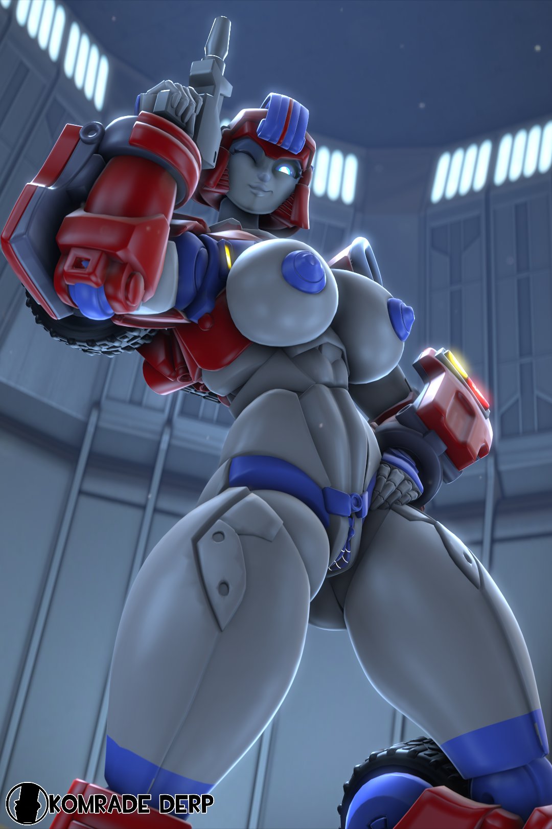 armor armored_female big_breasts breasts breasts_out cybertronian female komradederp large_breasts original_character robot robot_female robot_genitalia robot_girl robot_humanoid thick_thighs transformers