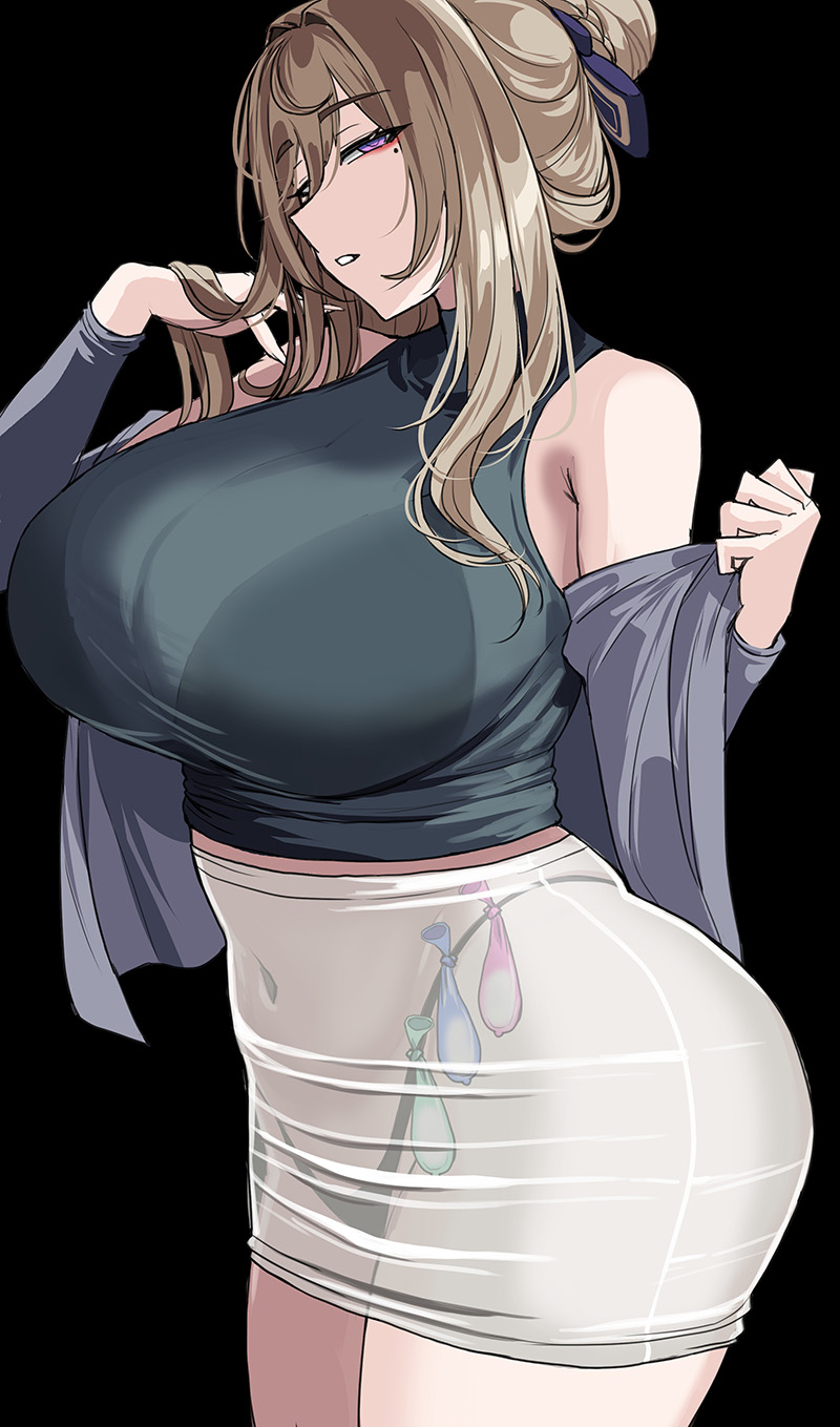 1girls aponia blonde_hair bra_through_clothes breasts condom_belt drogod_(artist) female filled_condom honkai_(series) honkai_impact_3rd huge_breasts light-skinned_female light_skin long_hair mature_female milf see-through see-through_clothing see-through_skirt thick_thighs