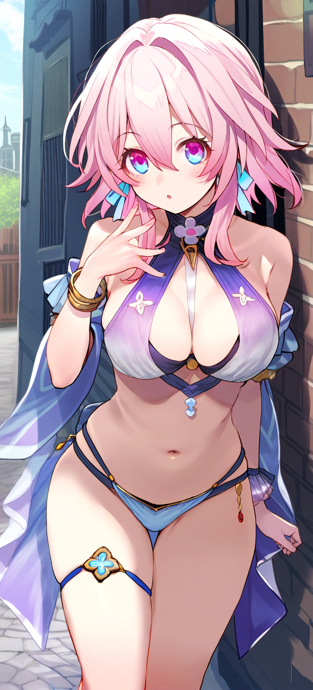 1girls, ai generated, big breasts, breasts, female, female only, hi res, highres, honkai (series), honkai: star rail, hoyoverse, march 7th (honkai: star rail), nipples covered, pink hair, short hair, tagme