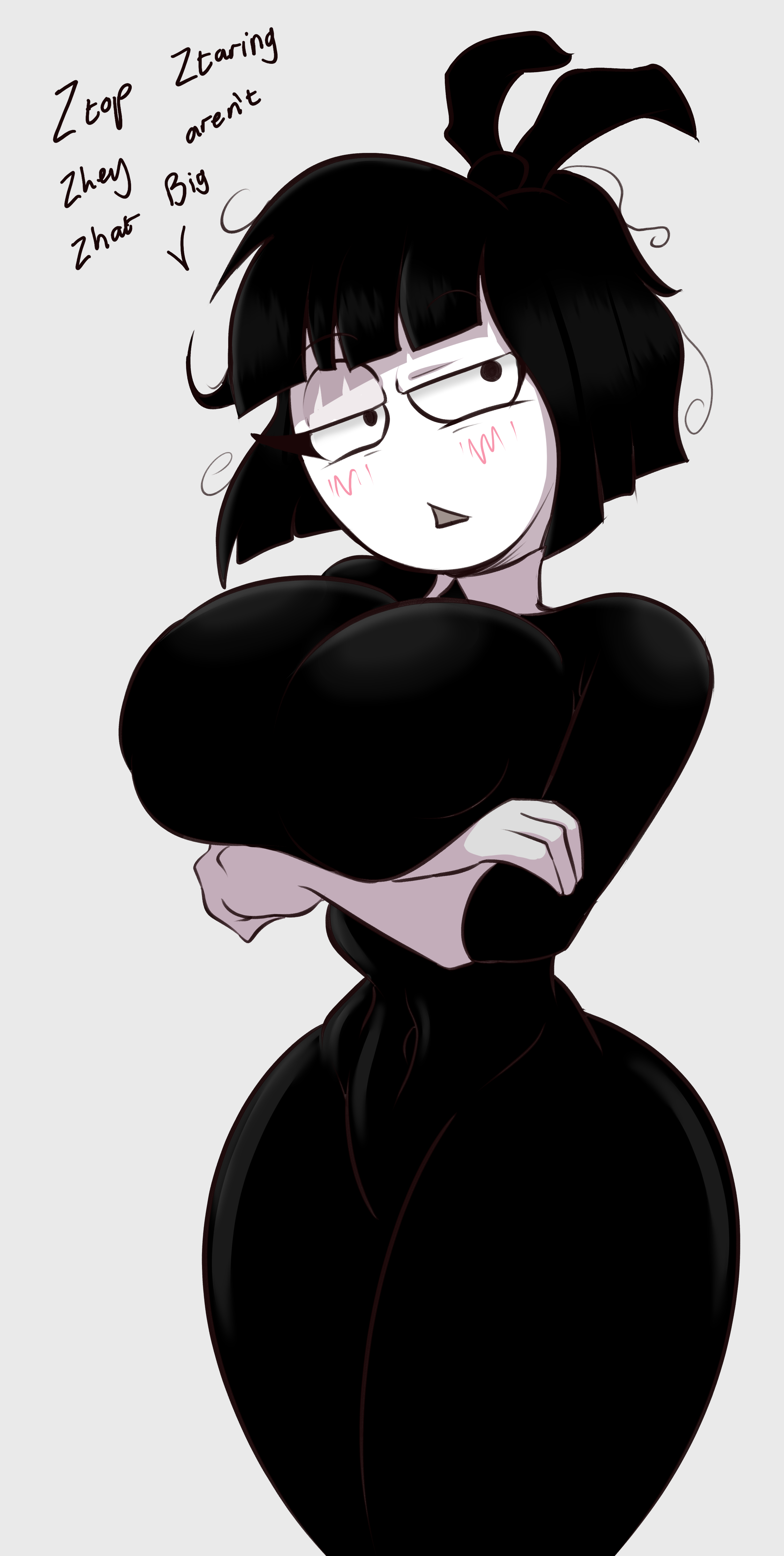 1girls, ass, big ass, big breasts, breasts, creepy susie, crossed arms, female, german, goth, goth girl, looking at viewer, talking to viewer, the oblongs, unamused, wide hips