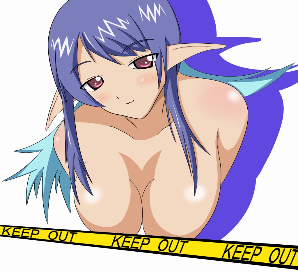 1girls :3 blue_hair censored elf female judith_(tales) mametti nude pointy_ears red_eyes tales_of_(series) tales_of_vesperia