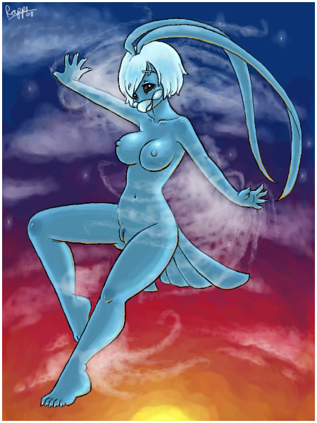 2008 altaria anthro barefoot blue_skin breasts color feet female female_only nintendo nipples nude pokemon pussy rapps solo tagme vulva