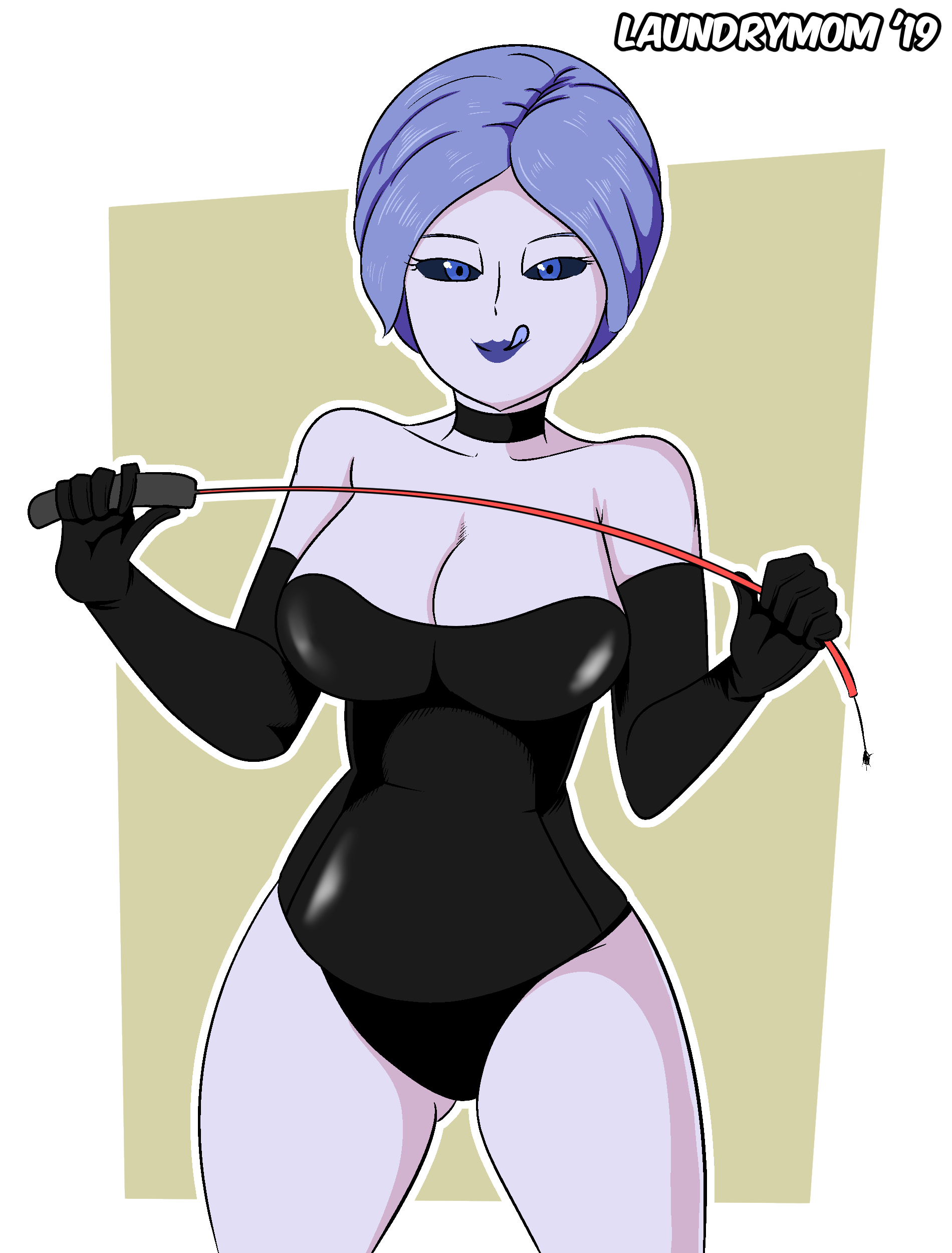 1girls, blue eyes, blue hair, choker, clothing, dominatrix, elbow gloves, epic games, female, female only, fortnite, fortnite: battle royale, gloves, grey skin, ice queen (fortnite), latex, latex gloves, latex suit, laundrymom, looking at viewer, simple background, solo, tagme, tongue, tongue out, video games, watermark