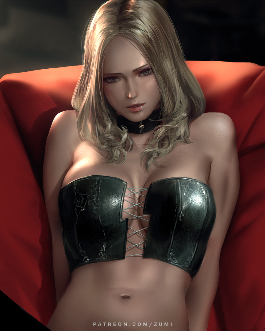 1girls big_breasts breasts cleavage devil_may_cry devil_may_cry_5 female female_only large_breasts looking_at_viewer solo trish_(devil_may_cry) zumi